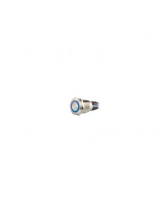 Bouton poussoir  précablé acier inox lumineux bleu 12V DC NO+NF